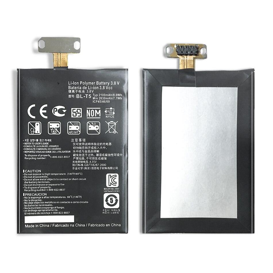 BL-T5 2100mAh Batteria Per LG Optimus Nexus 4 E960 Occam Mako / Optimus G Eclipse 4G LTE E970 e971 E975 F180 E973 LS970