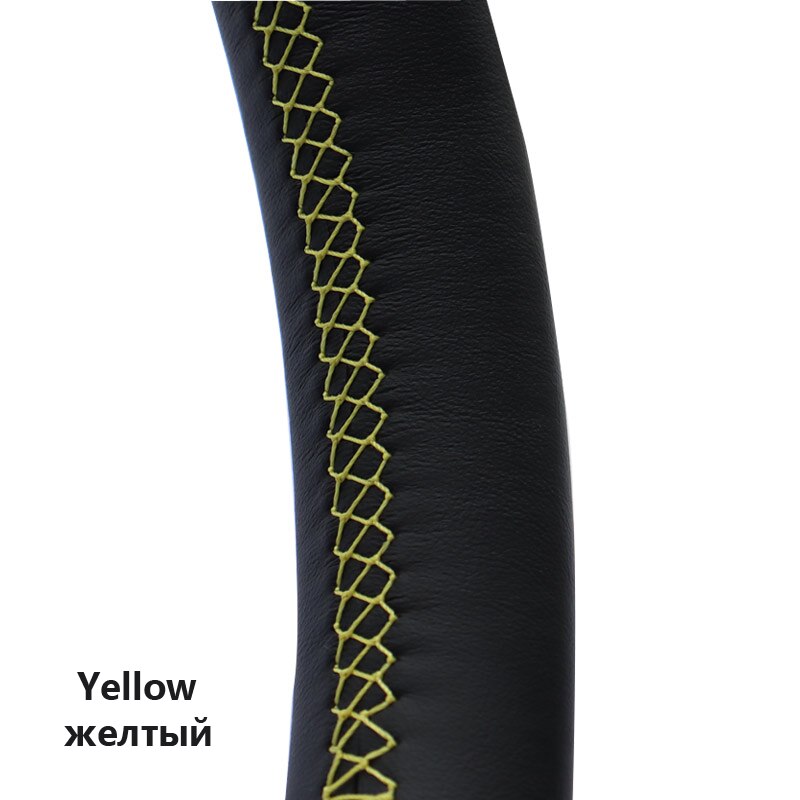 Hand-Gestikt Zwart Kunstleer Stuurhoes Voor Volkswagen Vw Kever 2003 2004 2005 2006 2007: Yellow Thread