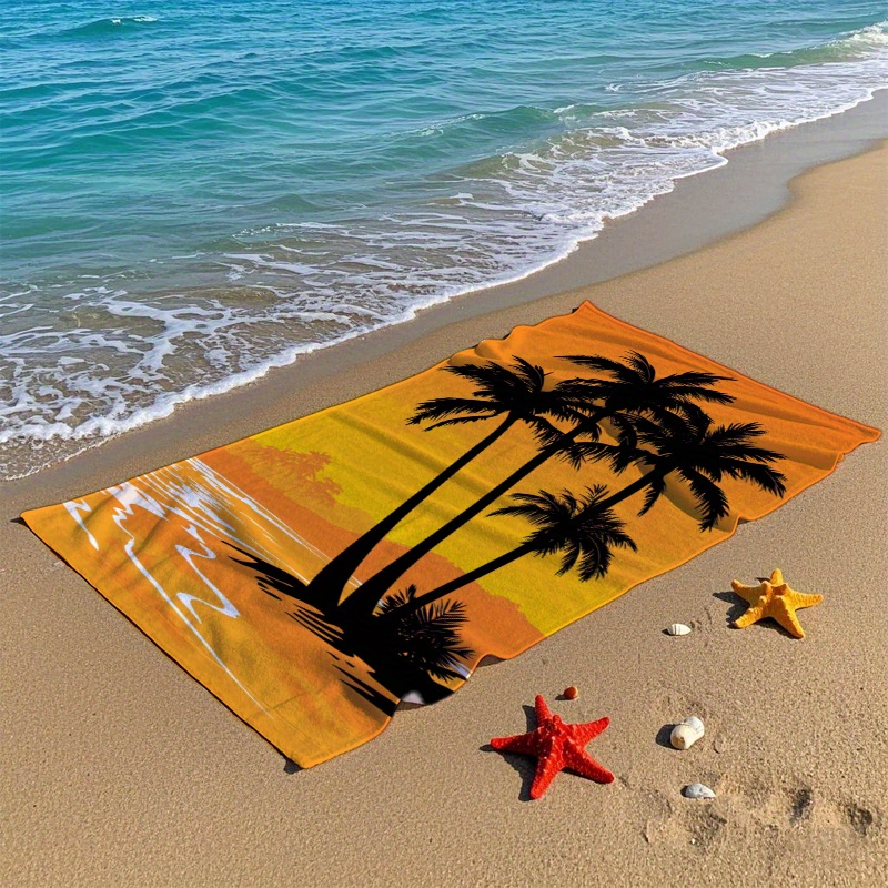 A Beach Towel with Palm Tree DesignMicrofiber terry bath towels for yoga, travel, swimming, fitness and camping