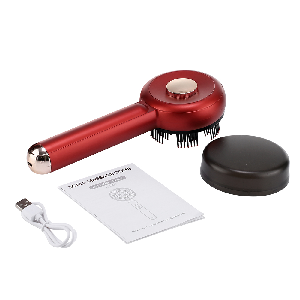 Elektrische Hoofdhuid Massage Borstel Rood Licht Therapie Haargroei Massage Kam Anti Haaruitval Vloeibare Olie Applicator Massager Gereedschap: Rood