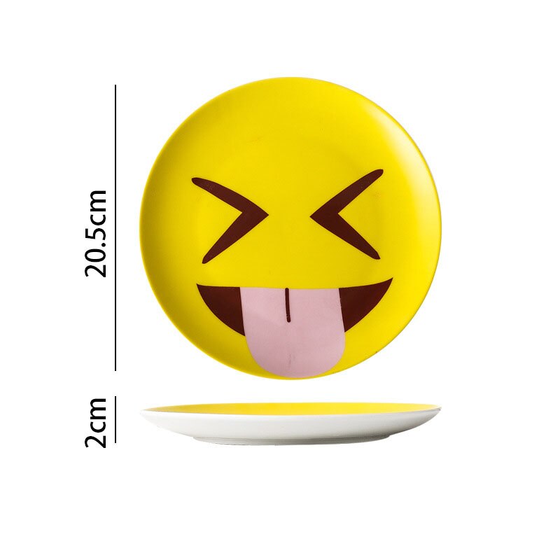 Ceramic Plate Funny Cartoon Emoticons Decorative Fruit Salad Plate Home Living Room Afternoon Tea Dessert Organizer: B