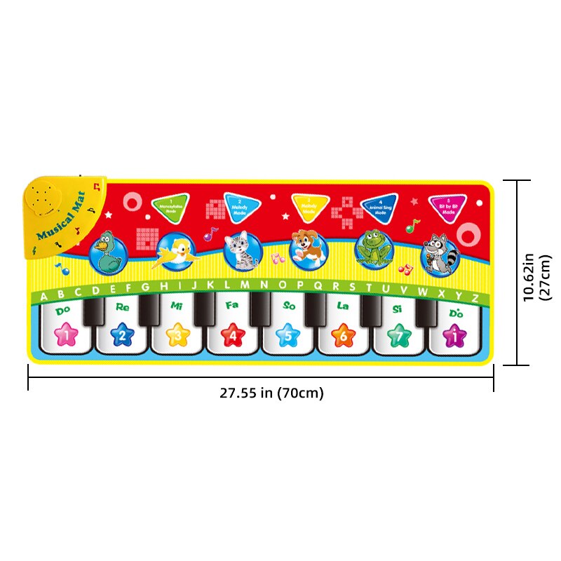 7 stili tappetino musicale per bambini di grandi dimensioni giocattoli per pianoforte giocattolo per bambini musica da gioco tappetino per bambini educazione precoce apprendimento regali per bambini: D 70x27cm