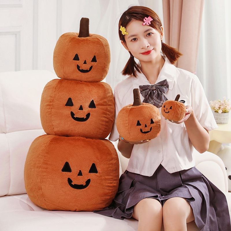 Hochwertige orangefarbene Halloween-Kürbis-Plüschpuppe, süßes Kürbis-Plüschkissen, Urlaubsdekoration, für Jungen und Mädchen