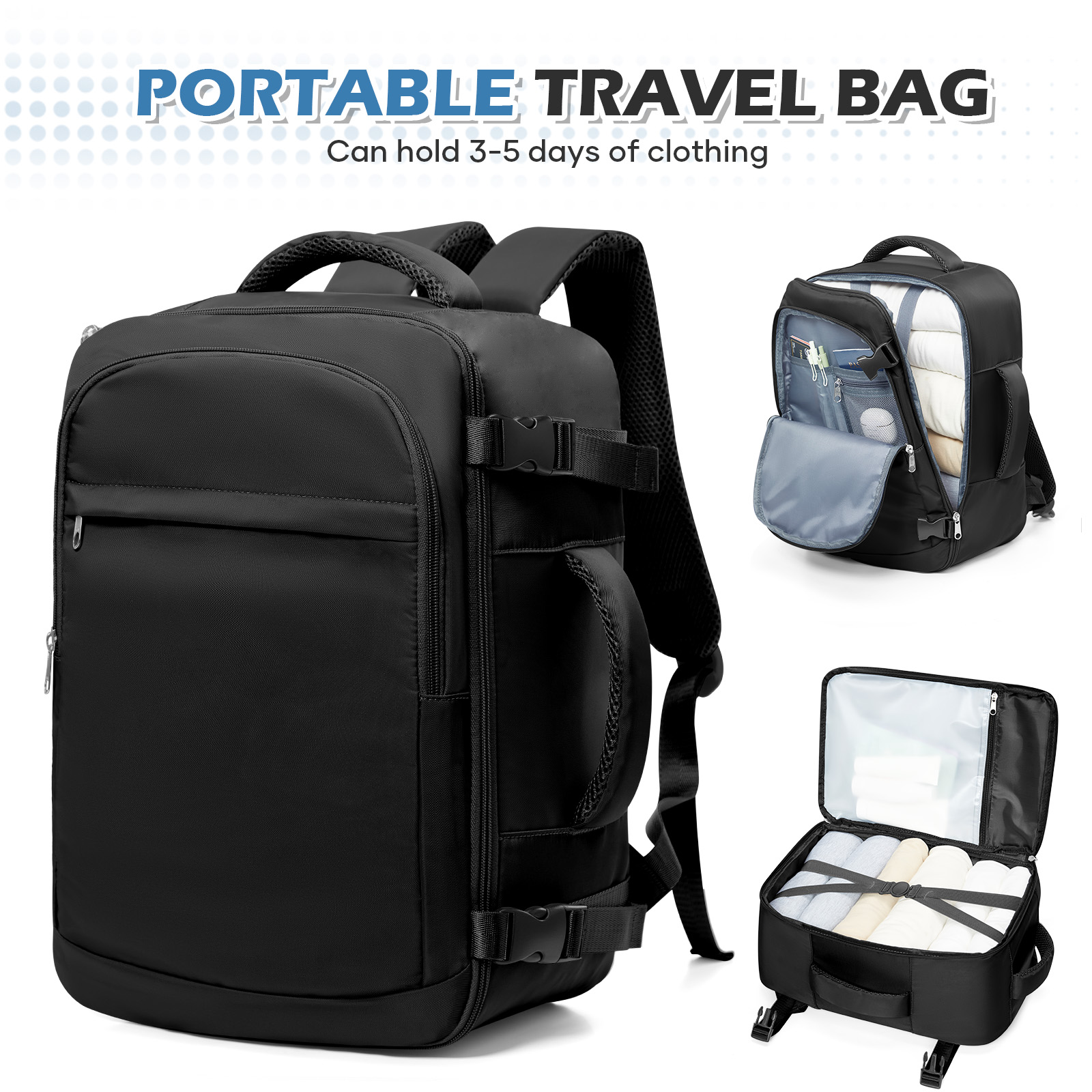 Men 15.6 inch Laptop Bag Cabin Airplane Travel Backpack 40x20x25, Able Carry Hand Luggage Backpack Ryanair, College Backpack: black