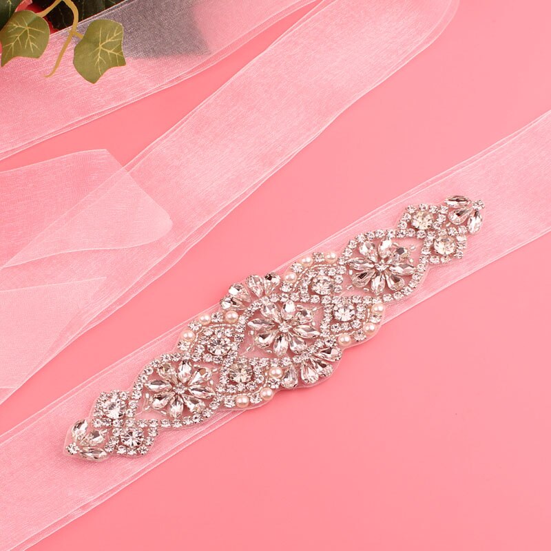 Vrouwen Riem Bruids Riem Strass Trouwjurk Riem Kristal Parel Riem Bruiloft Accessoires: pearl white