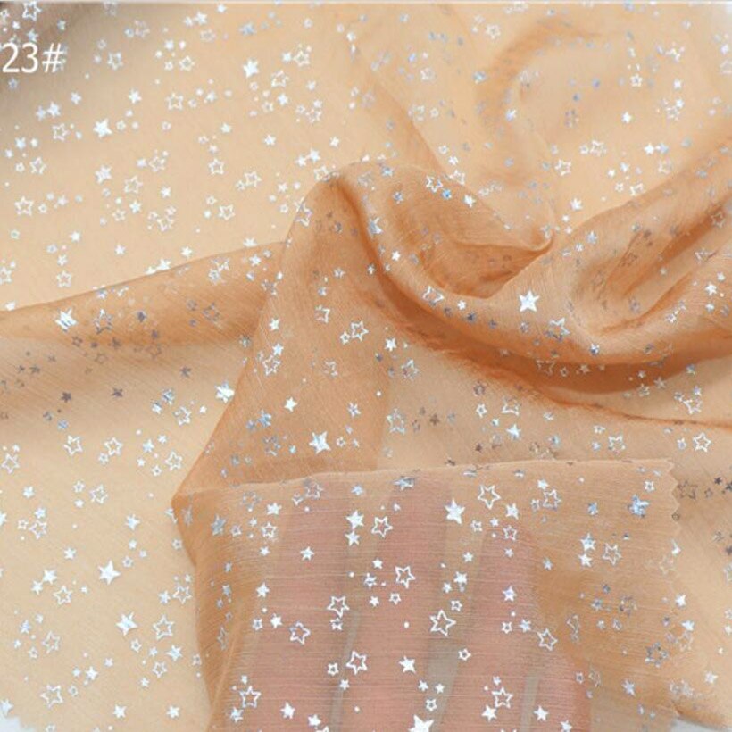 Cosplay Chiffon Stof 30D Zilveren Ster Gebronste Stof Glanzende Stof Bronzing Kostuum Jurk Stof DIY: Beige