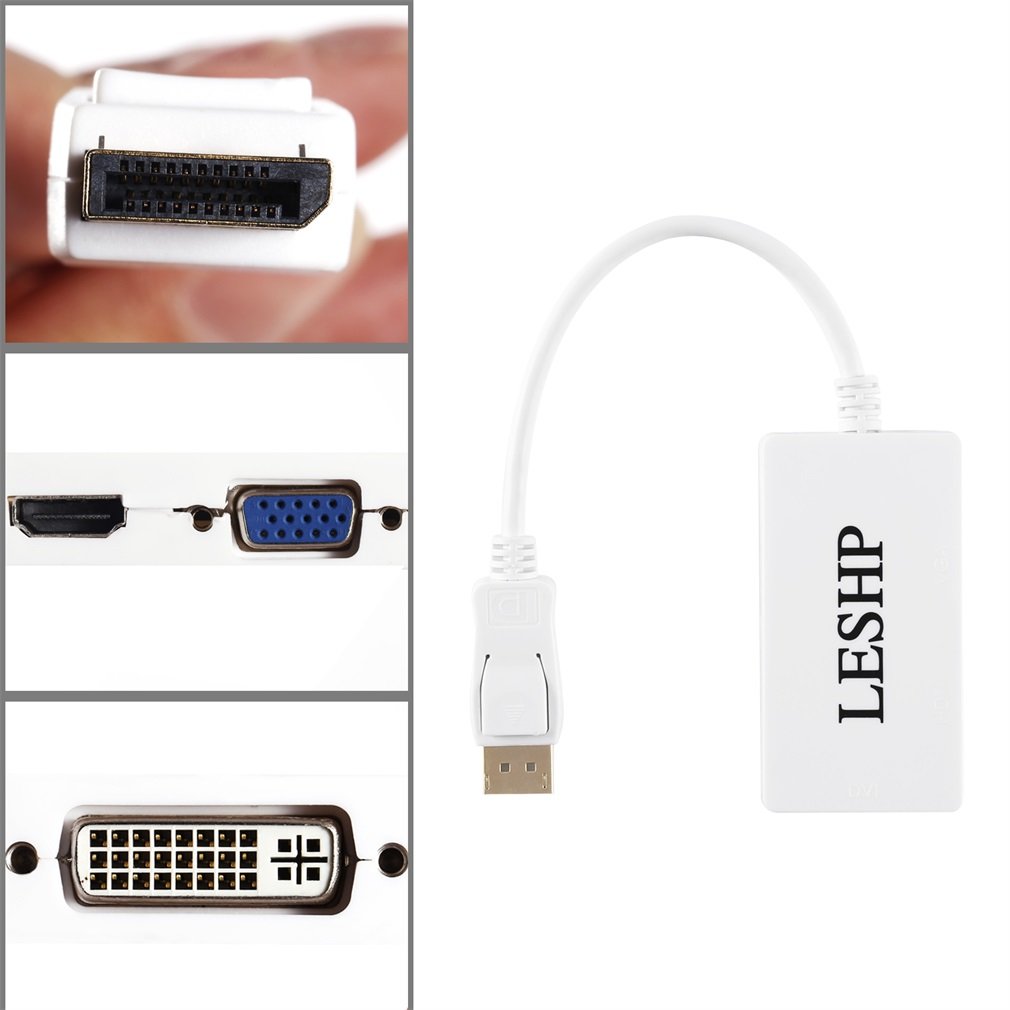 3 In 1 Thunderbolt Mini Display Port MINI DP Male To HDMI DVI VGA Female Adapter Converter Cable For Apple MacBook Air Pro MDP