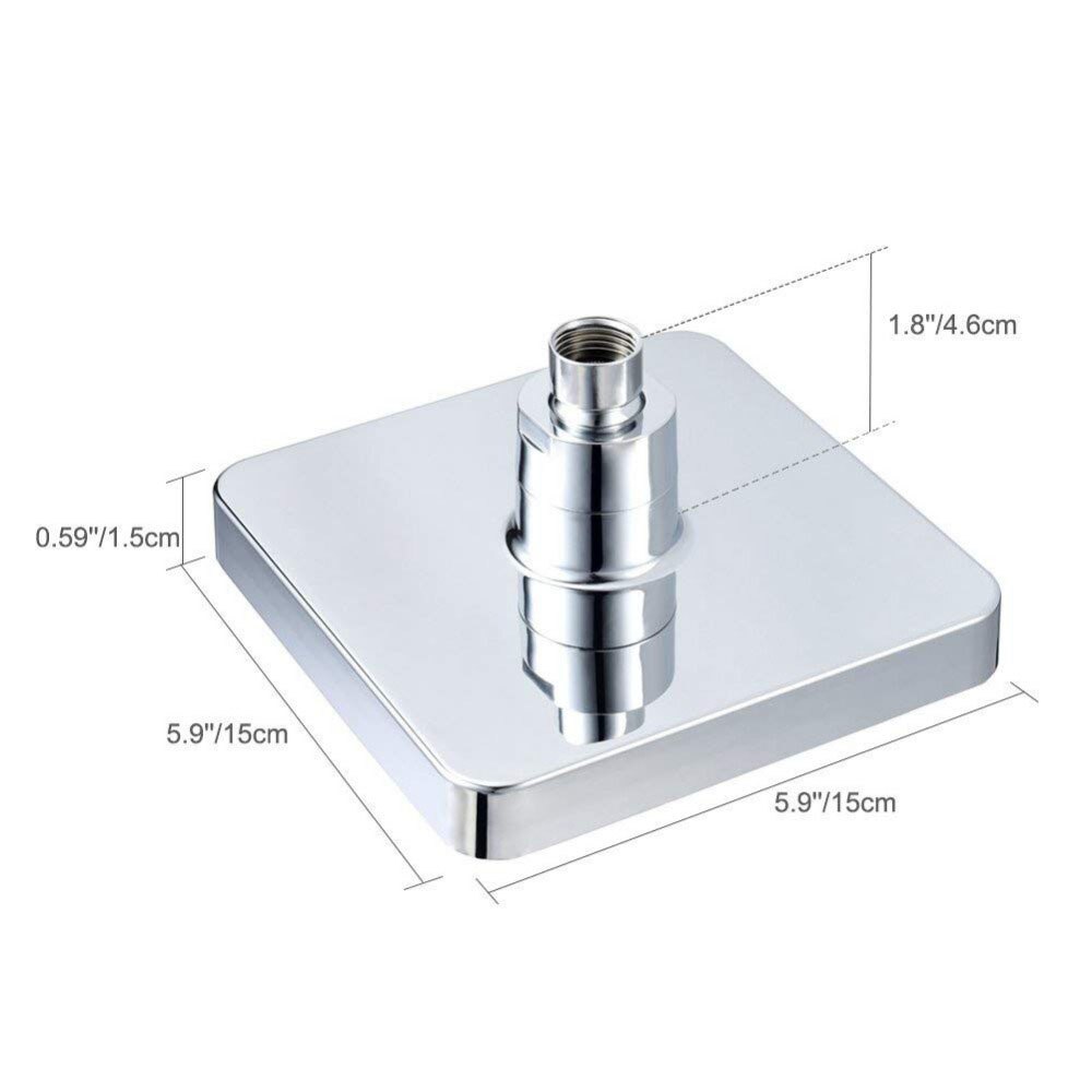 6 Inch 3 Colors Changing Water Temperature Sensor LED Shower Head Square Top Sprayer Bathroom Power Shower Head Ducha