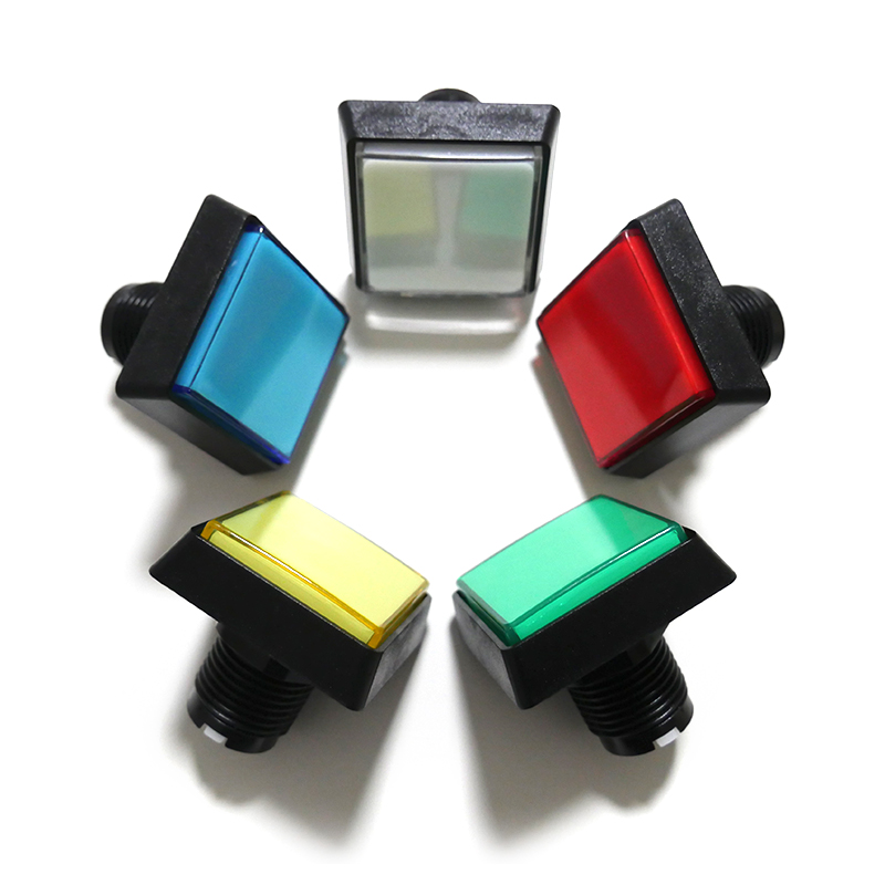 10 stücke 51*51mm quadratisch beleuchtete Tasten beleuchtet Druckknopf mit Mikrosc Halfter für Arkade-Musik-Spiel maschine 5 Farben