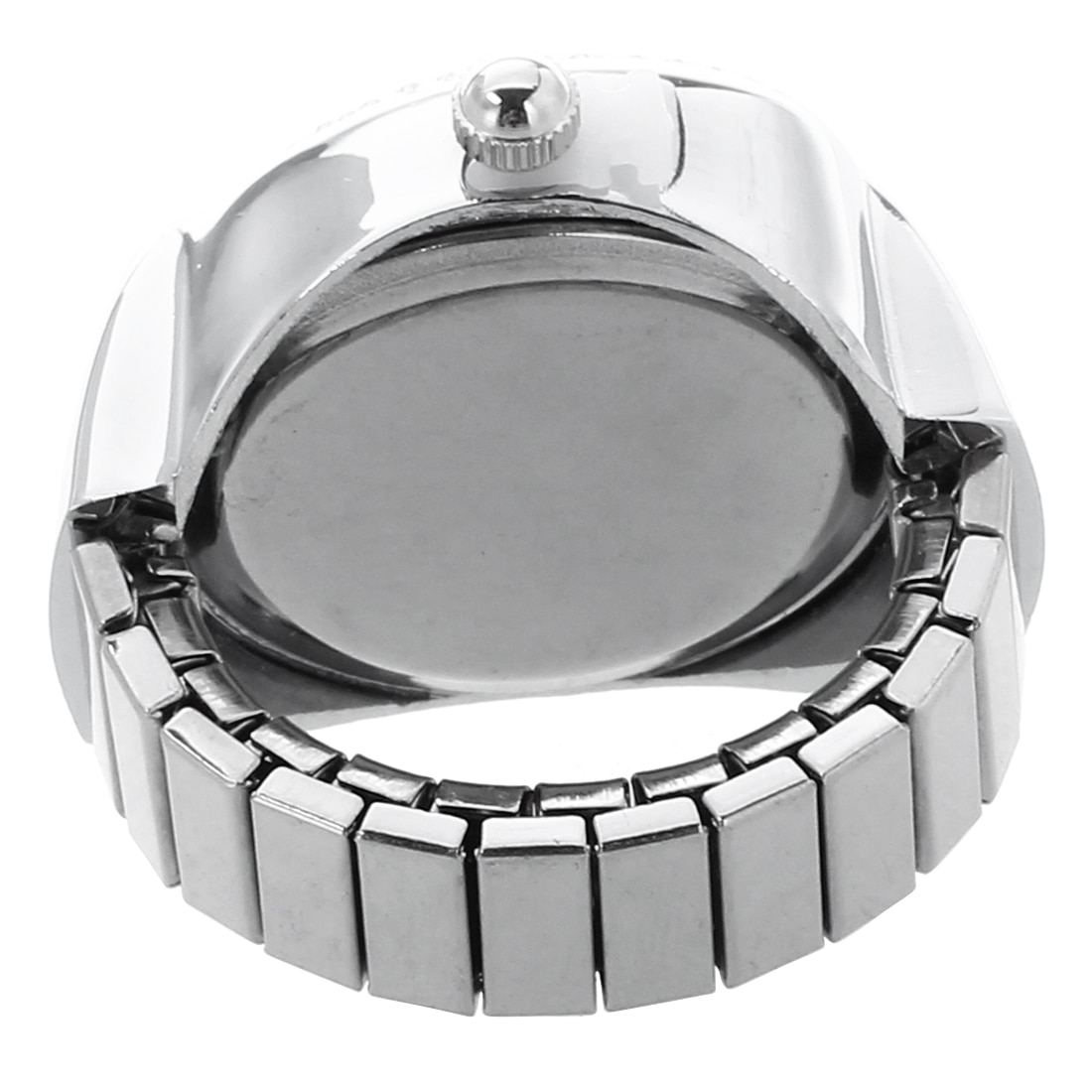 Silver Tone Quartz Heart Pocket Finger Ring Watch