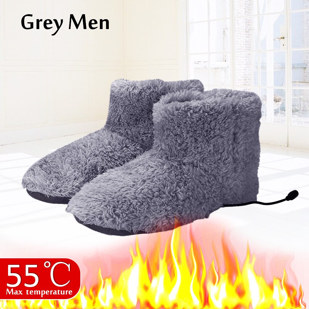 Wiederaufladbare Elektrische Beheizte Schuhe Fuß Erwärmung Schuhe USB Ladung Komfortable Waschbar Thermische Wärmer Stiefel Winter Stiefel: Größe 39-43 grau