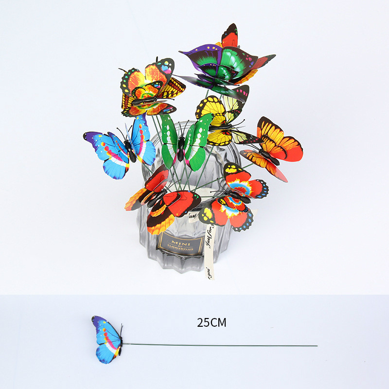 Neue 12 stücke 3D Doppel Schicht Schmetterling Pvc Zauberstab Aufkleber draussen Garten Dekoration Hochzeit Party Dekor: 7cm 4cm