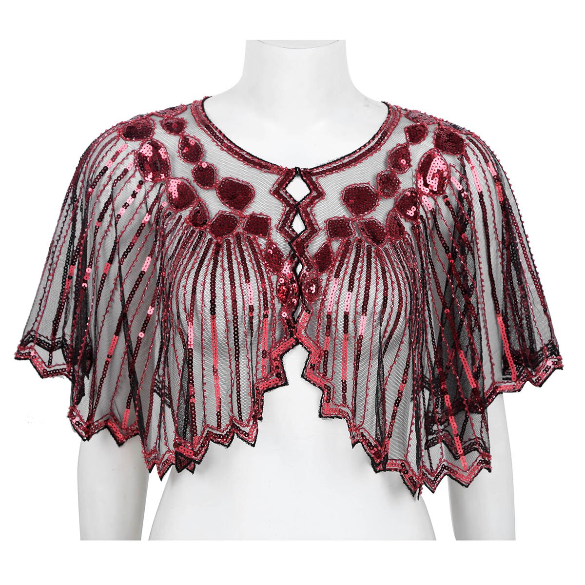 Femmes fête de mariage haussement d'épaules rétro Vintage 1920s châle enveloppes brillant Sequin perlé soirée Cape mariée châle boléro clapet couvrir
