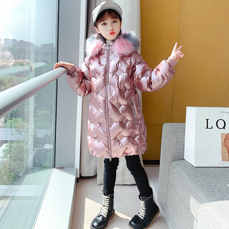 Winter katoenen jas voor meisjeskleding warme tiener waterdichte capuchon parka jas kinderen dikke bovenkleding windjack overjas: Roze / 5