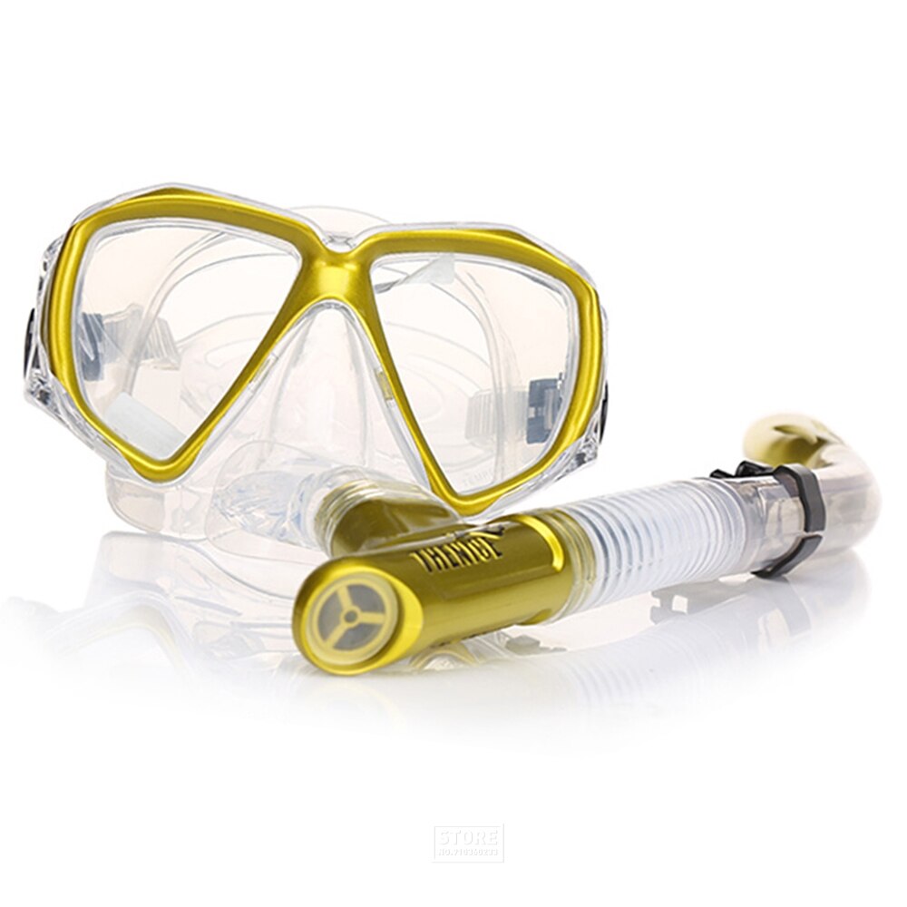 Adult Dive Mask Swimming Tube Underwater Scuba Anti Fog Snorkeling Goggles Glasses Respiratory Masks Dive Equipment: M2018 YELLOW HIGHEND / L/XL