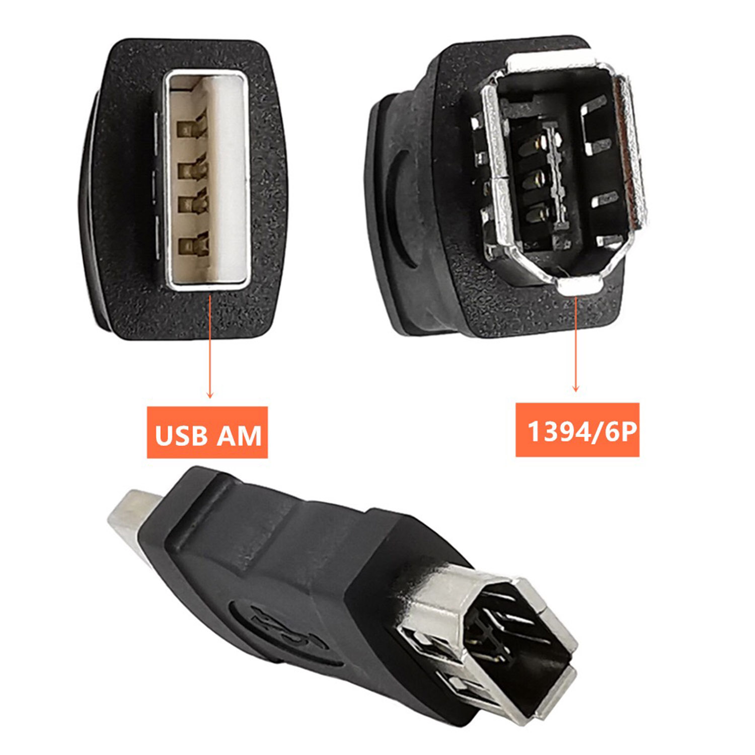 1 st Firewire IEEE 1394 6 Pin Female naar USB Male Adapter Converter Connector voor Printer, Digitale Camera, PDA, Scanner, Harde Schijf