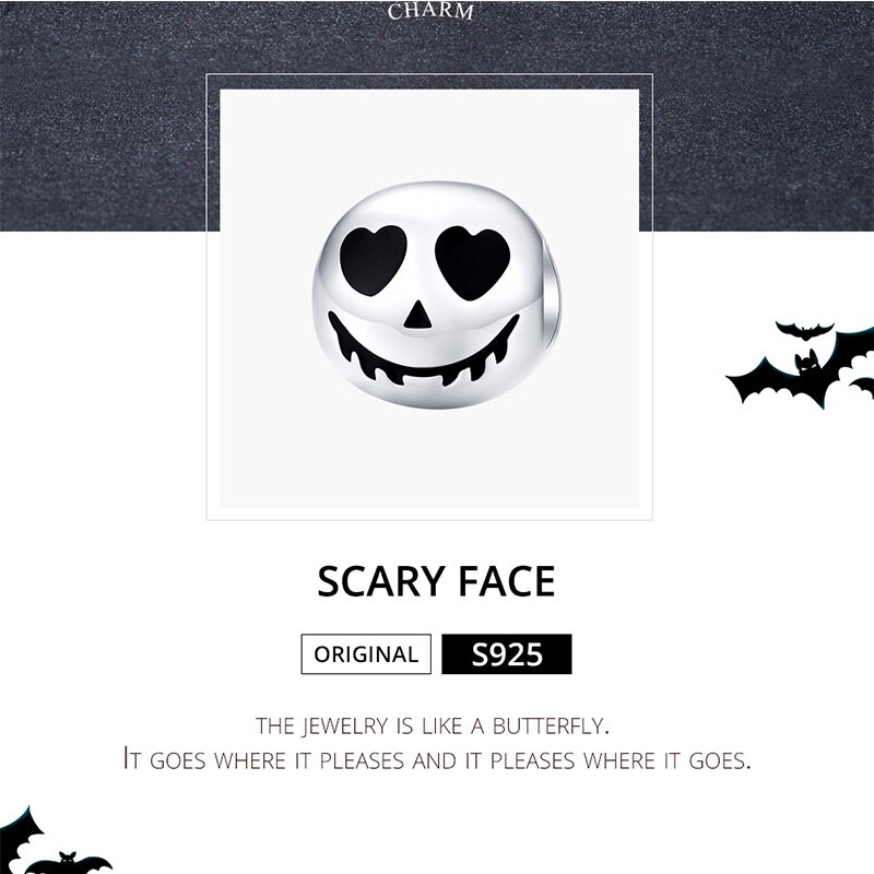 WOSTU Halloween koraliki 925 Sterling srebrna czaszka dynia magia przewodnik Charm Fit oryginalna bransoletka wisiorek straszne Party biżuteria