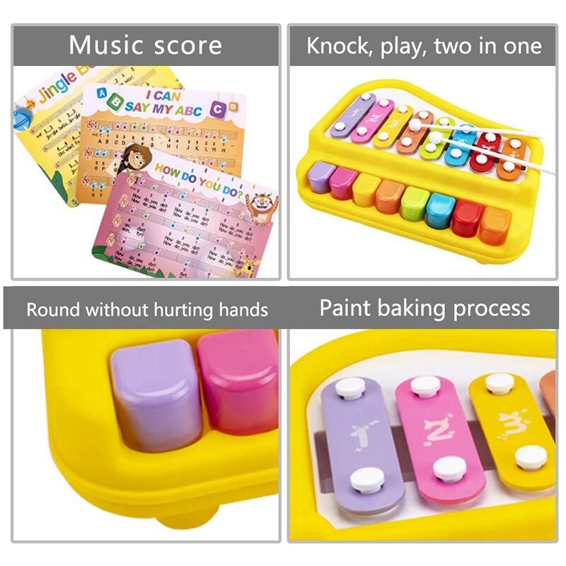Jouet de Piano bébé 2 en 1 Xylophone Instrument de musique jouets d'apprentissage éducatif précoce pour les tout-petits