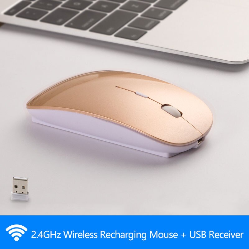 Wireless Mouse USB Receiver Rechargeable Mice for xiaomi/Dell/Hp/Lenovo/Acer/Asus Silent Bluetooth Mouse for Computer Laptop Pc: Wireless gold