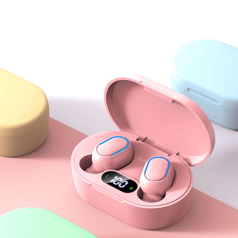 Auriculares bluetooth con forma de corazón para niña, audífonos femeninos con bluetooth, binaurales, semi-in-ear, inalámbricos, con compartimento de carga, color rosa, negro, blanco y azul, touc