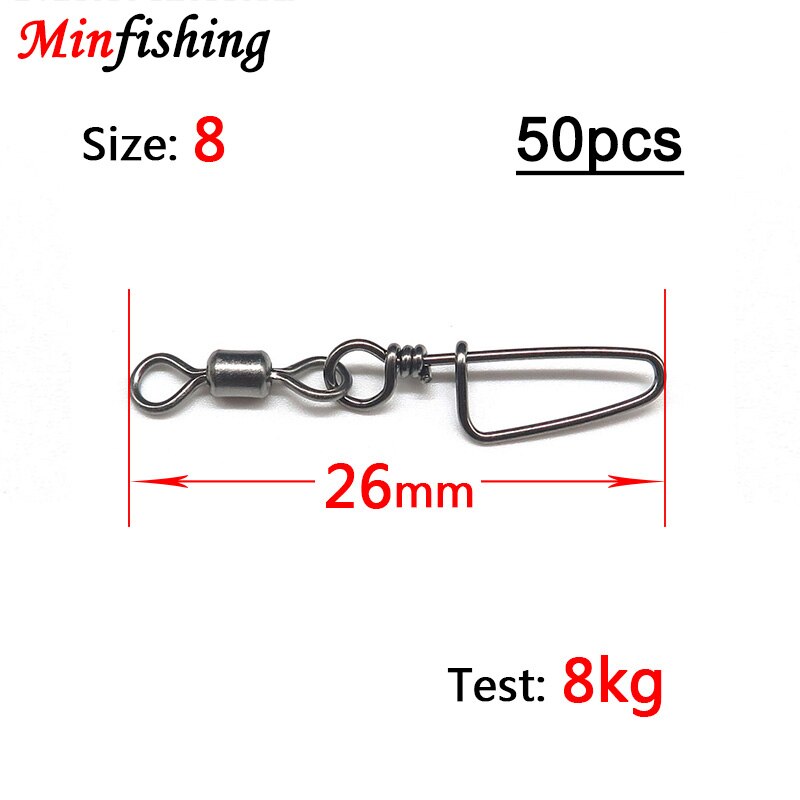 Minfishing 25 st/lot svivlar fiske ms+hx rullande svirvel med båge karbinhake locktillbehör fiskeredskap: Mshx -8-50