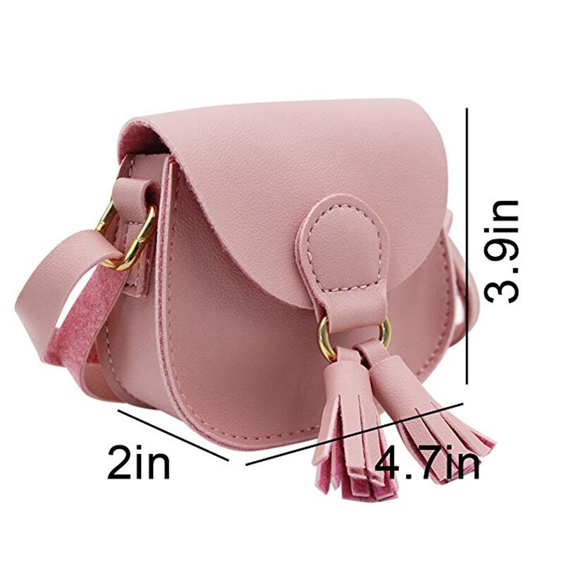 Cute Cat Tassel Shoulder Bag Small Mini Coin Purse Messenger Bag Crossbody Satchel For Kids Girls, Color D Pink(4.7x3.9)