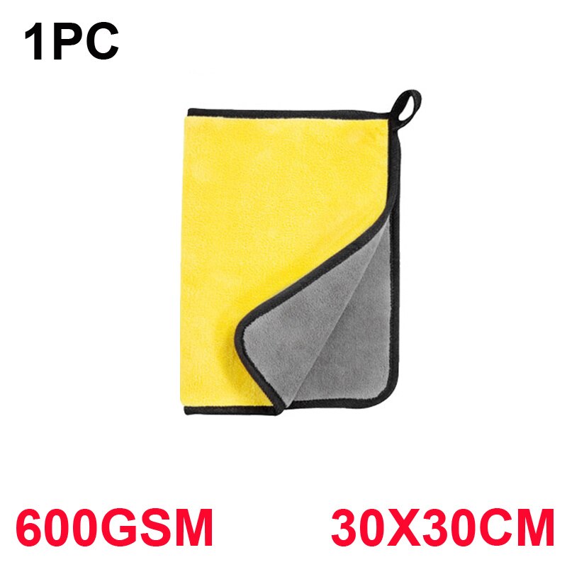 Auto detailing 800 gsm autoreiniging washandje accessoires microvezel 600 gsm sterke dikke washand nat en droog detail autoverzorging: 1pc 600 gsm 30 x 30cm