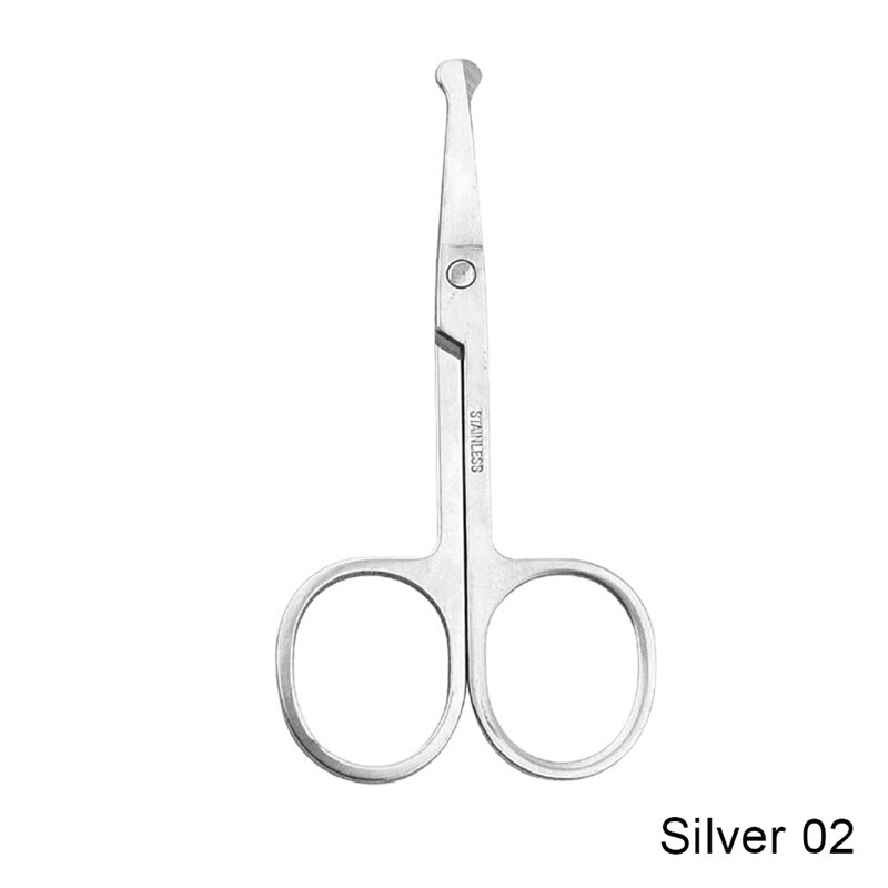 Nose Hair Scissors Mini Stainless Steel Round Head Beauty Trimmer Nose Hair Trimmer Portable Ergonomics Nose Hair Cutter: 02