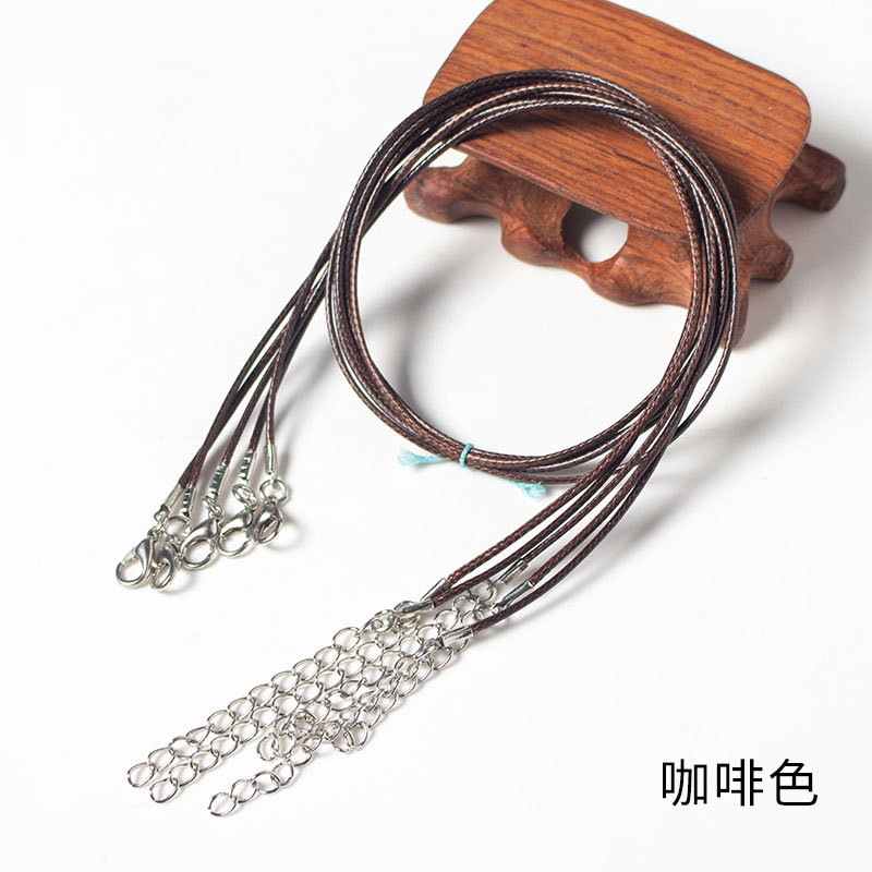 10/20/50 Uds. Colgante de collar de cordón de cadena de cuerda de hilo encerado de cuero colorido para manualidades de joyería de cuerda con cierre de langosta hecho a mano: M / Plata