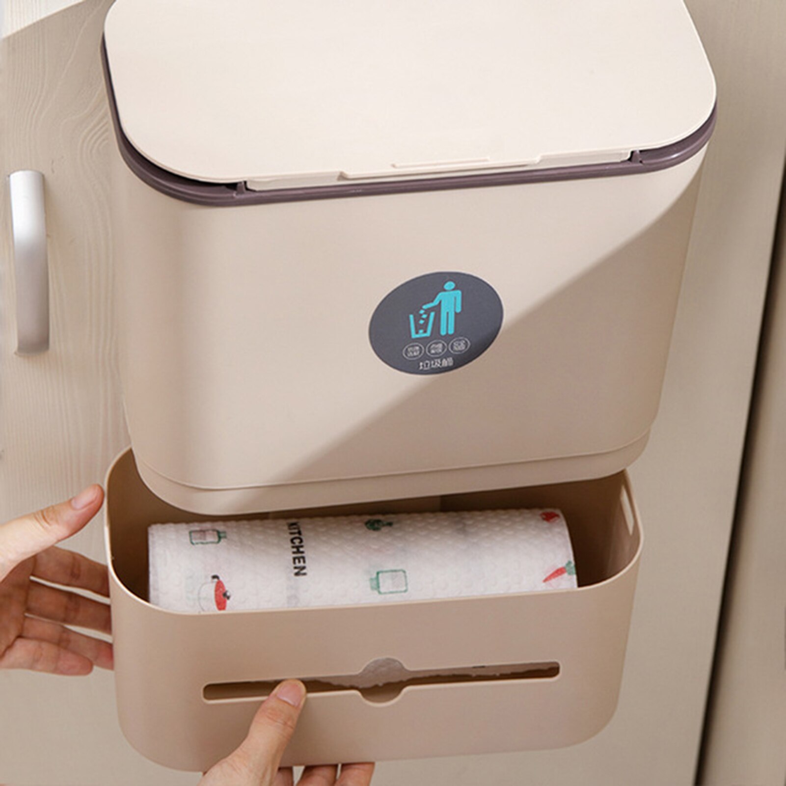 9L Hanging Trash Can Kitchen Cabinet Door Hanging Trash Bin Garbage Home Office Car Trash Can With Lid Food Waste Compost Bin