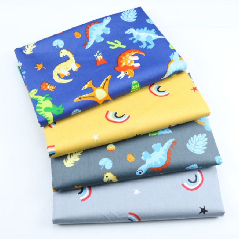 Tissu imprimé de dessin animé pur coton, ensemble de tissus de Collage faits à la main pour lit d'enfants au mètre: Dinosaur Star 4 Pcs