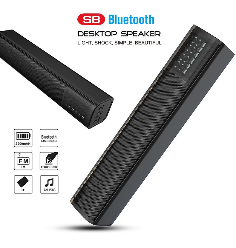 Kabelloser bluetooth-lautsprecher mit  s8 lautsprechern, desktop-pc, handy-multimedia-lautsprecher, subwoofer, wecker und audiofunktion
