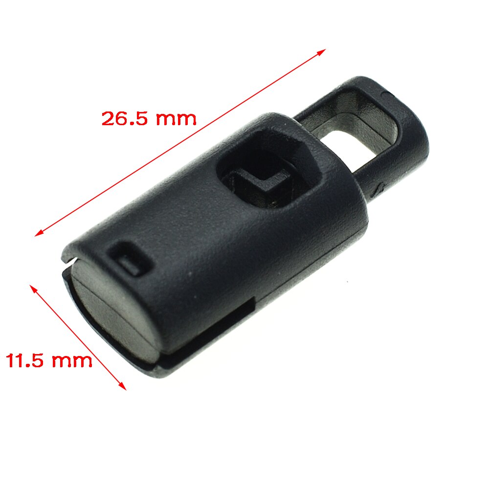 10 Stks/pak Cord Lock Stopper Cilinderhuis Plastic Toggle Clip Cord Gesp Voor Kledingstuk Accessoires Zwart