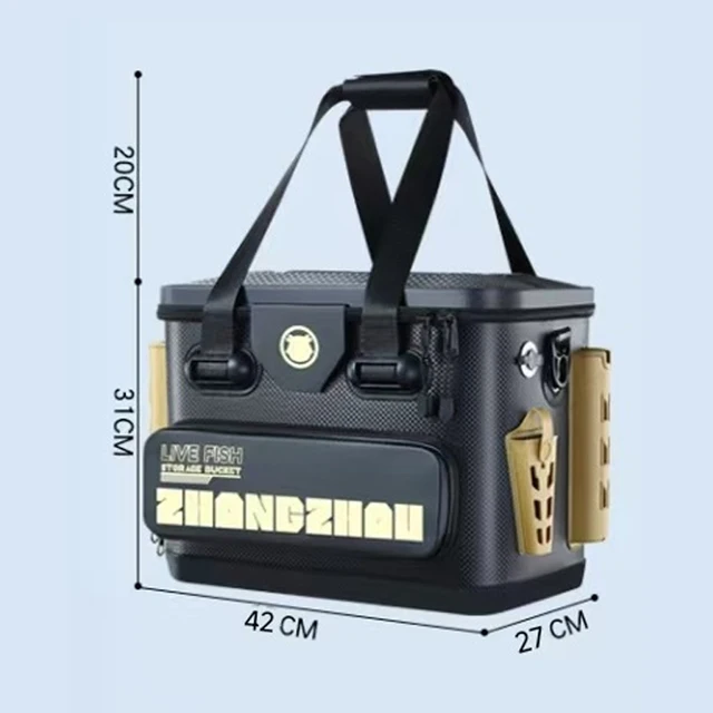 Barril de pesca, caja de peces vivos, anzuelo de pesca multifuncional EVA, caja de cuentas de parada, cubo de pesca grueso portátil de gran capacidad: Verde