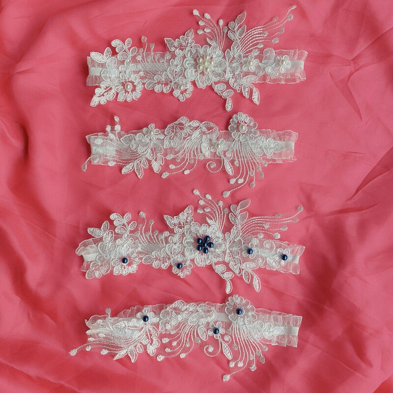 2Pcs Wedding Garter Lace Beads Embroidery Flower Sexy Garters Women/Female/Bride Thigh Ring Bridal Lace Leg Ring Loop