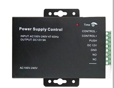 12VDC Access Control Power Supply Switch 3A/5A Time Delay Adjustable AC90V-260V Input NO/NC Output for 2 Electric Lock: black 5A power