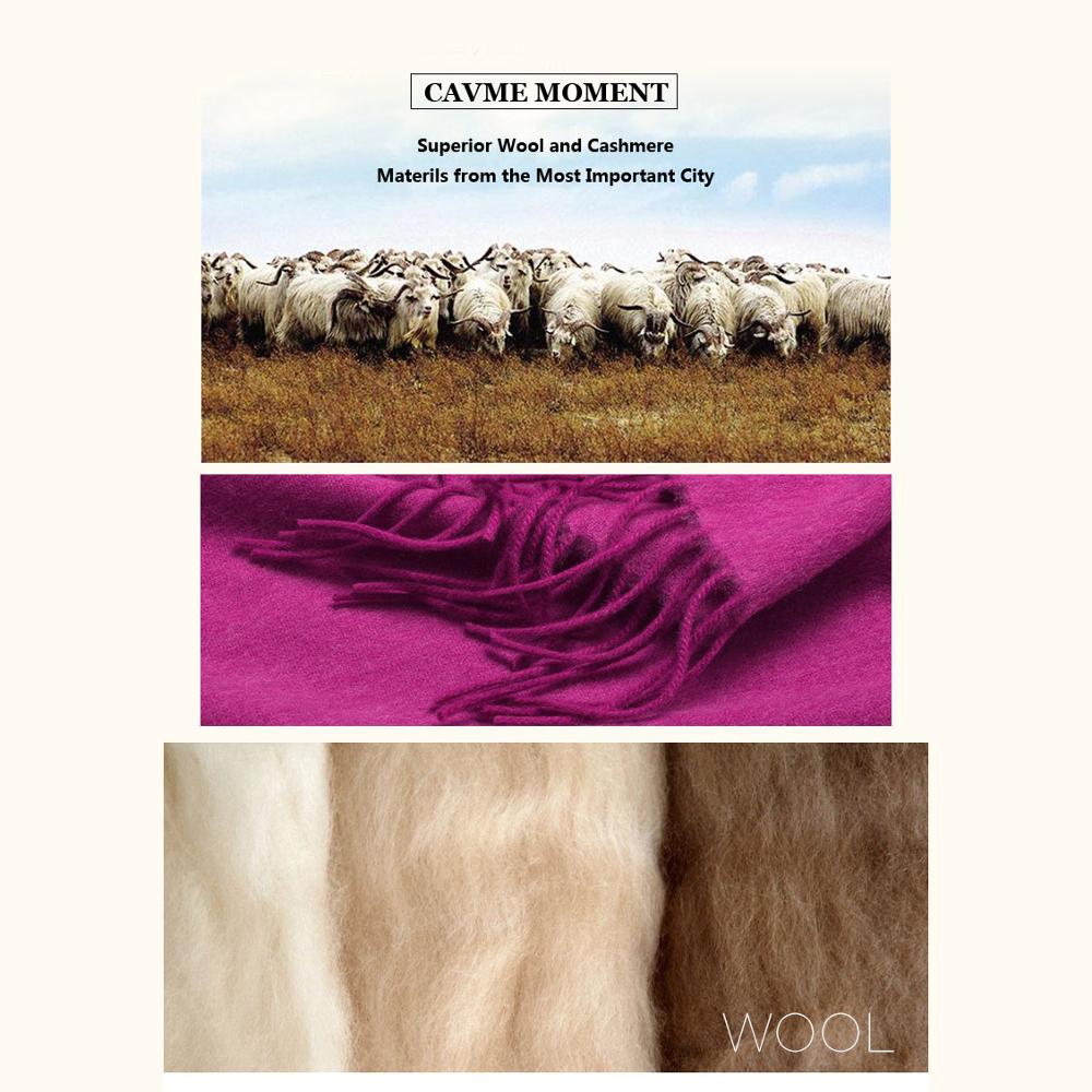 Cavme pink vinter uld tørklæde til kvinder patchwork sort farve damer ensfarvet uld lang tørklæde 300g 70*200cm