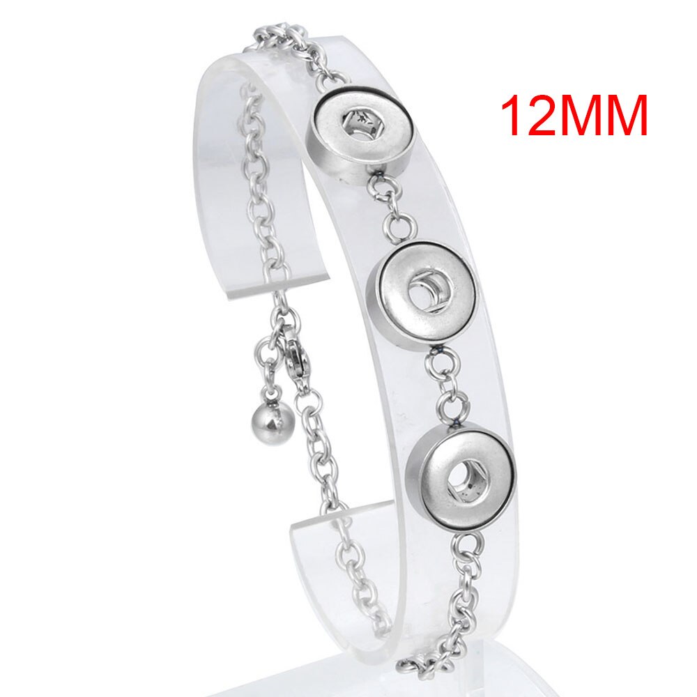 Stainless Steel Bracelet Snap Button Bracelet Bangle for Women Fit 12mm or 18mm Snap Buttons Interchangeable Charm Jewelry