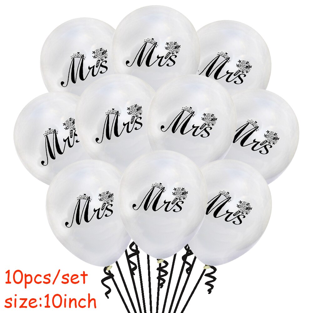 10 st/set runt vitt tryck mr&mrs latexballonger brud att vara kärlek förlovning höna bröllopsfest dekoration festtillbehör: Fru