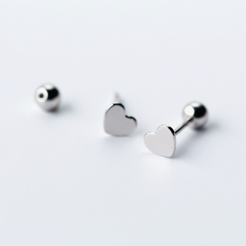 Kleine Hart 925 Sterling Zilveren Oorbellen Stud Schroef Kids Baby Oorbellen Zilver 925 Voor Vrouwen Meisjes Mini Minimalistische Sieraden