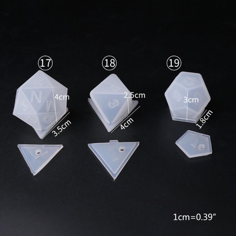 DIY Crystal Epoxy Mold Dice Fillet Shape Multi-spec Digital Game High Mirror Silicone Mould Making Accessories