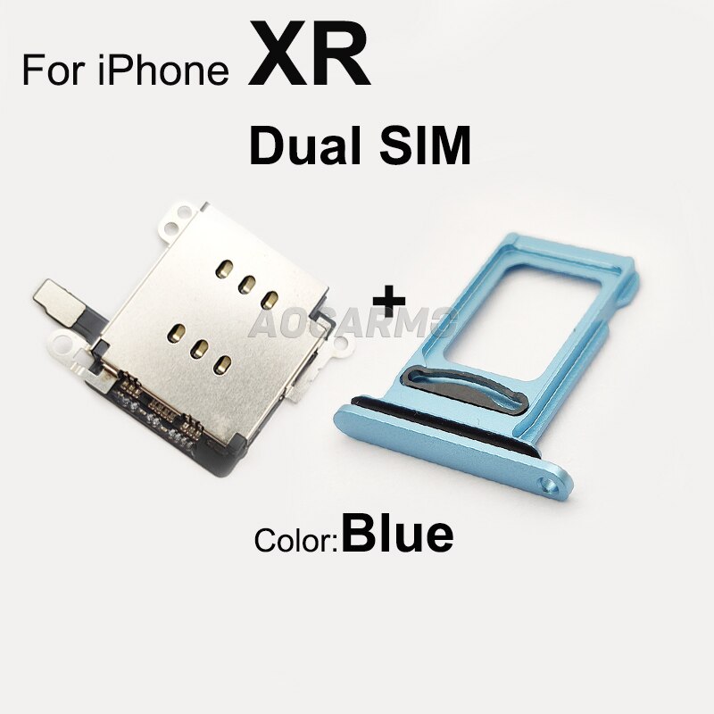 Aocarmo 5 Set/partij Voor Iphone Xr Dual Sim Card Reader Flex Kabel + Sim-kaart Lade Houder Slot Adapter Vervanging deel