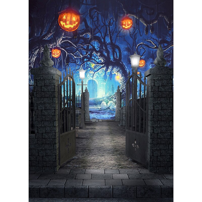 Backdrop Halloween Castle Forest Pumpkin lanten Party Prop Vinly Cloth Wall Decor Birthday Party Pet Photography Background: style1 5x7ft