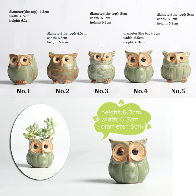 Pot de fleurs en forme de hibou, 5 pièces, en céramique, bureau, plantes, , Succulent, décoration de jardin pour la maison, extérieur