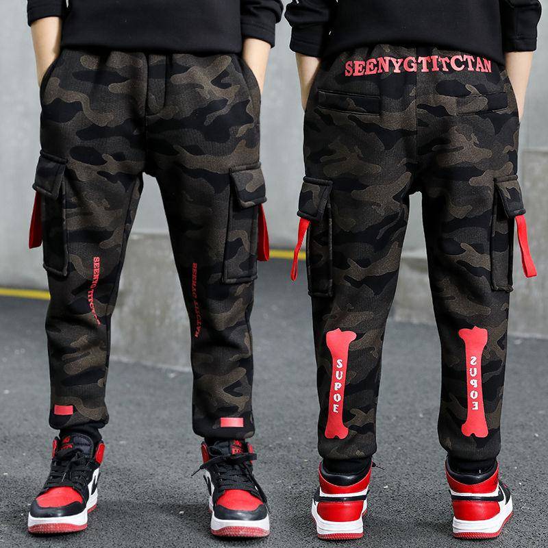 Jongens broek en najaar modellen kinderen grote kinderen Koreaanse casual broek camouflage sport broek