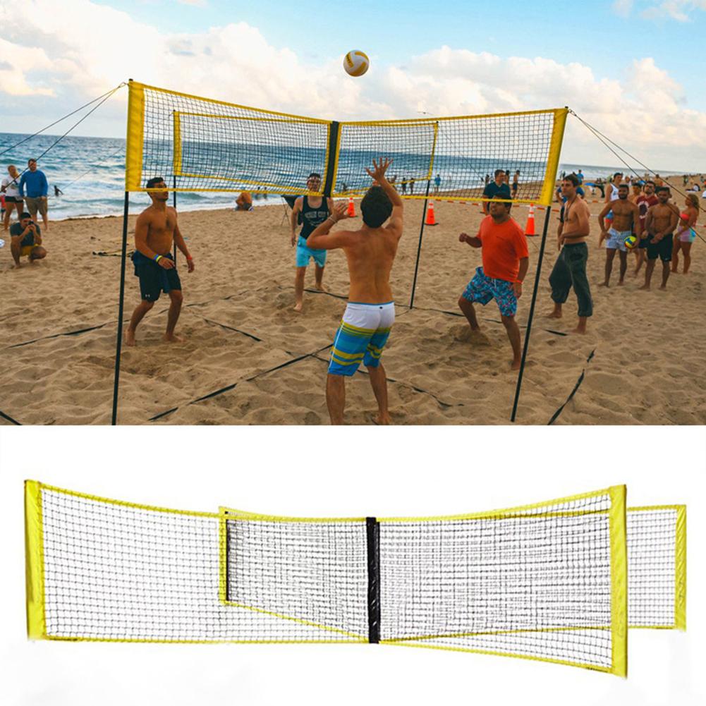 Volleyball Net Four-sided PE Durable Cross Volley Ball Training Net Sports Badminton Game Net Four-sided Cross Volleyball Net