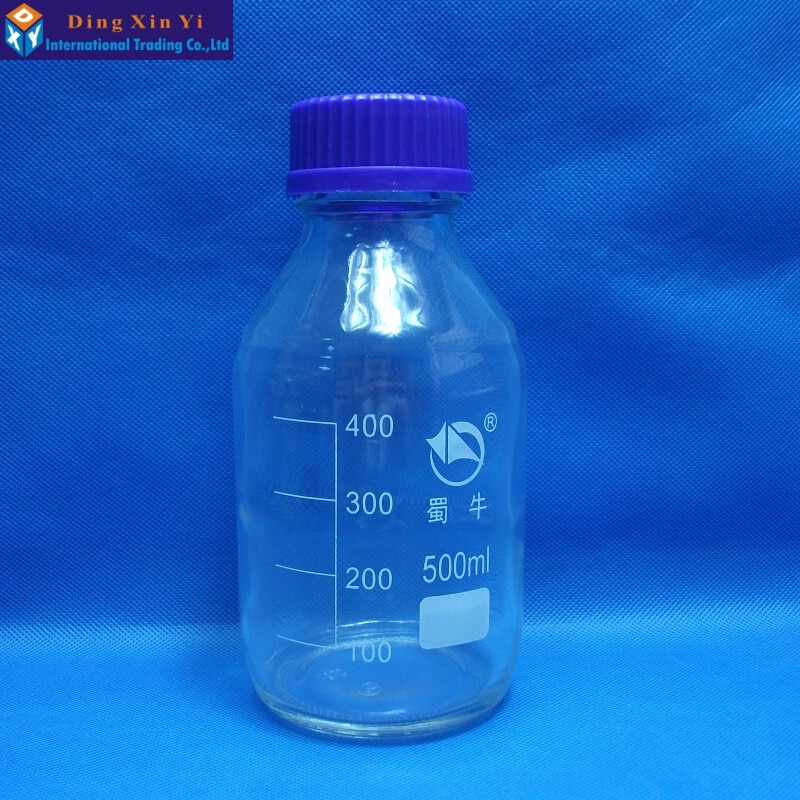 clear glass reagent bottle with blue screw cap transparency 500ML laboratory reagent bottle