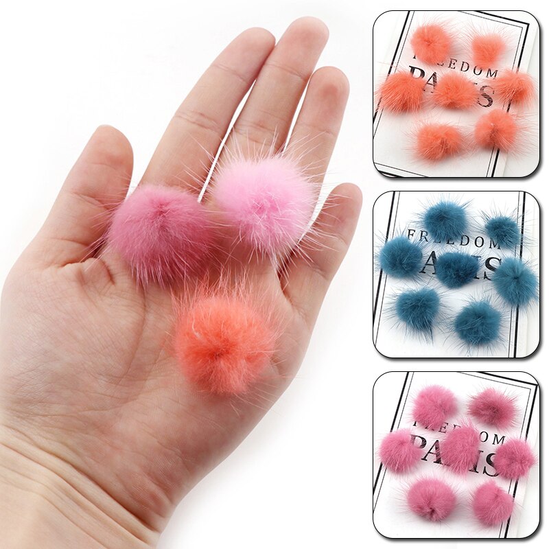 10Pcs Diy Pompon Nertsen Pompoms 3Cm Faux Fur Ballen Voor Naaien Op Gebreide Sleutelhanger Sjaal Schoenen Kleding Hoeden diy Sieraden Accessoire