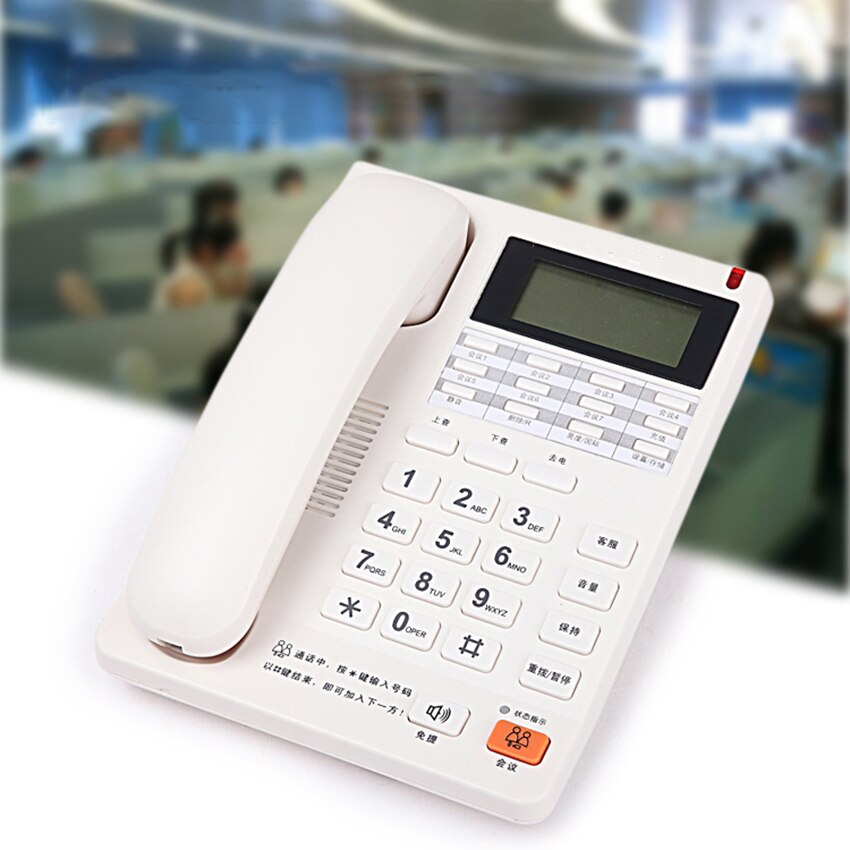 Corded Landline Telephone with FSK / DTMF Caller ID, 9 Fast Dial, Volume Adjustment, Wall Mountable Phone for Home Office