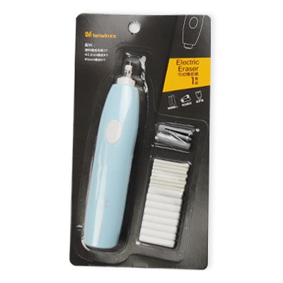 Electric Pencil Eraser Kit Battery Operated Highlights Erasing Effects Office Students Electric Eraser for Sketch Stationery Art: blue